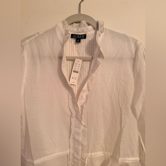 NWT J. Crew Lace-trim cinched-waist top in cotton voile - Picture 7 of 8